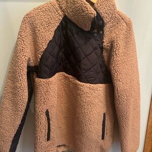 Abercrombie & Fitch Tan Sherpa Jacket with Black Accents